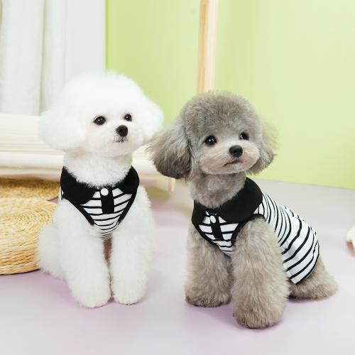 Polyester Pet Dog Clothing  striped white and black PC