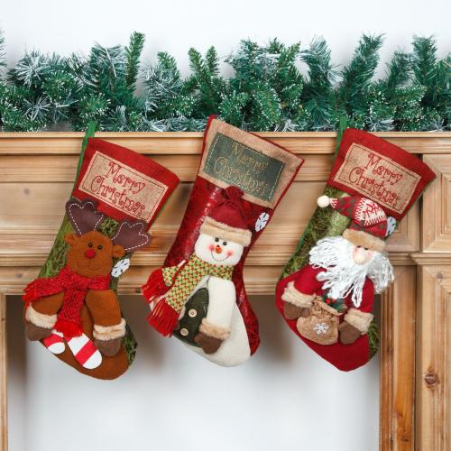Linnen & Flannelette (Flannelette) & Lijm gebonden stof Kerstdecoratie sokken stuk