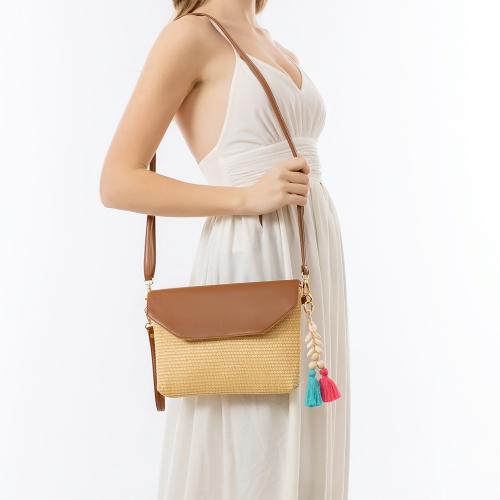 Straw Easy Matching & Tassels Crossbody Bag attached with hanging strap Solid PC