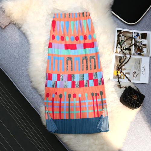 Polyester Slim Maxi Skirt printed PC