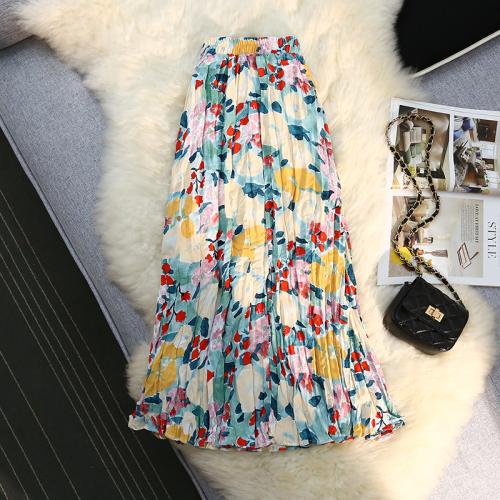 Polyester Slim Maxi Skirt printed shivering green PC