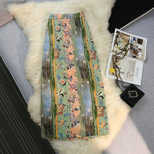 Polyester Slim Maxi Skirt printed floral PC