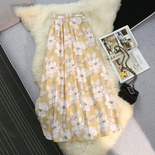 Polyester Slim Maxi Skirt printed floral PC