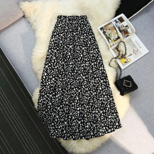 Polyester Slim Maxi Skirt printed shivering black PC