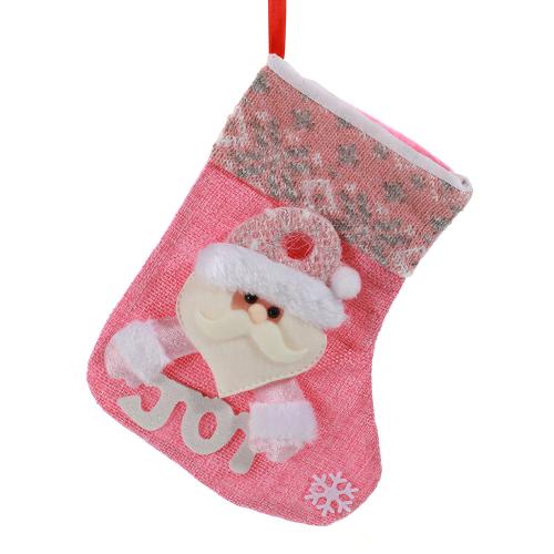 Flannelette (Flannelette) & Lijm gebonden stof Kerstdecoratie sokken Roze stuk