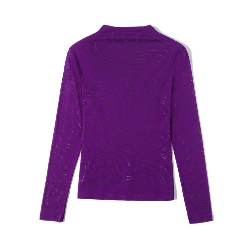 Spandex & Polyester Vrouwen lange mouwen blouses ijzer-op meer kleuren naar keuze stuk