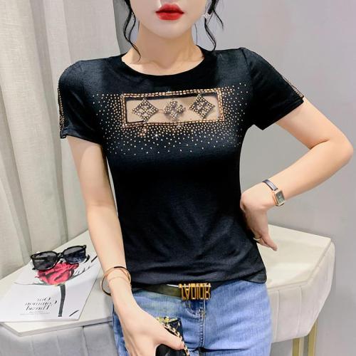 Cotton iron-on Women Short Sleeve T-Shirts & breathable printed PC
