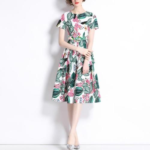 Polyester One-piece Dress slimming printed PC