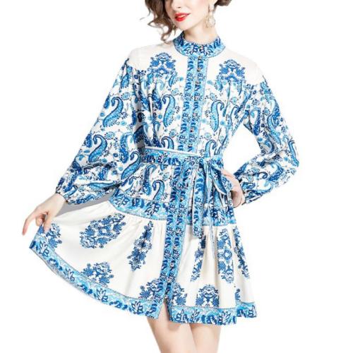 Chiffon One-piece Dress slimming printed PC