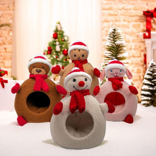 Plush & Velour Pet Bed christmas design & thermal PP Cotton & Sponge & Oxford PC