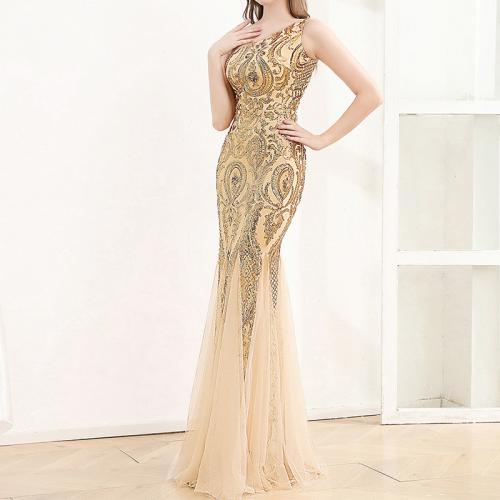 Spandex & Polyester Slim & Mermaid Long Evening Dress & One Shoulder Sequin PC