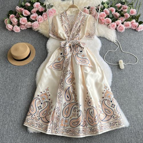 Polyester Slim One-piece Dress printed PC