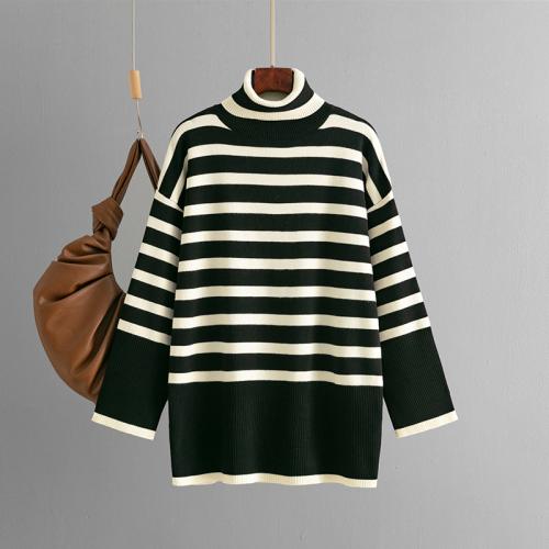 Viscose Fiber Soft Women Sweater loose & thermal striped : PC