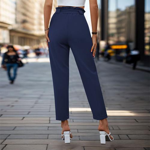 Polyester High Waist Women Long Trousers slimming & breathable Solid PC