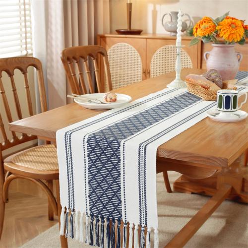 Polyester and Cotton Tassels Table Runner printed PC