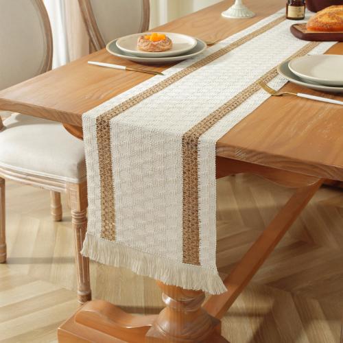 Linen Cotton Tassels Table Runner  PC