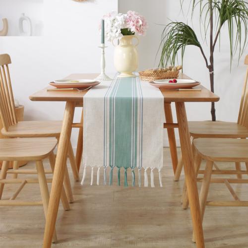 Polyester Tassels Table Runner printed striped PC