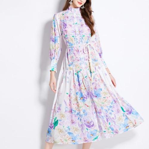 Polyester One-piece Dress slimming printed PC