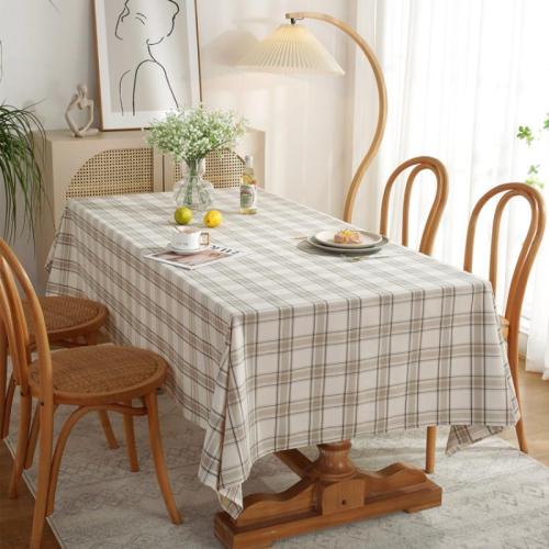 Polyester Table Cloth printed plaid khaki PC