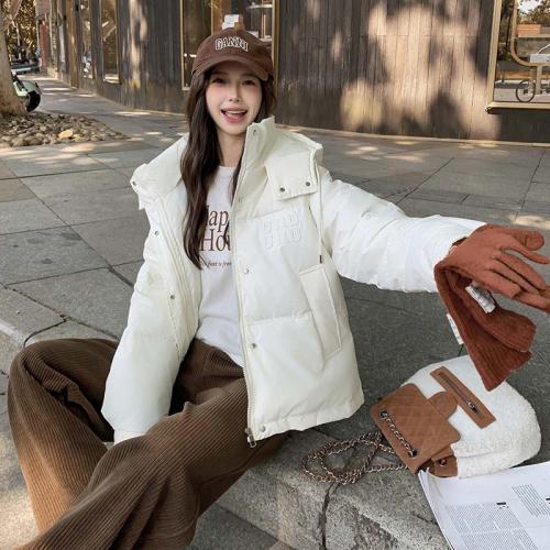 Polyester Women Parkas thicken & with detachable hat & thermal Solid PC