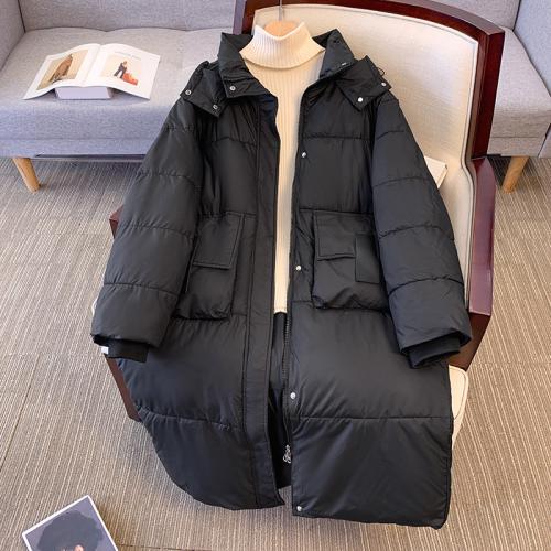 Polyester long style Women Parkas & with detachable hat & thermal Solid PC