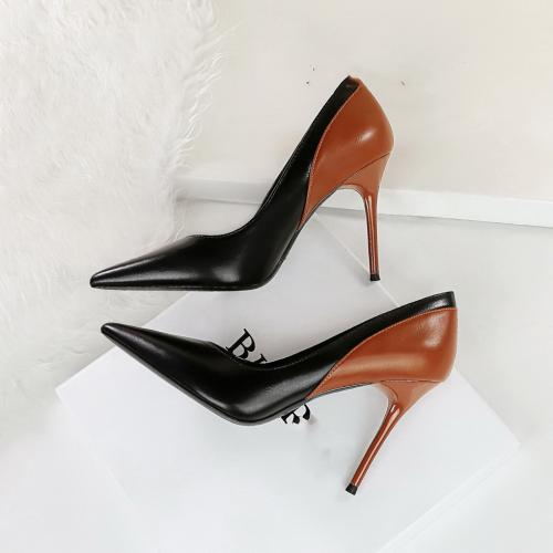 PU Leather Stiletto High-Heeled Shoes hardwearing := Pair