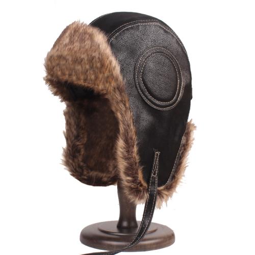 Synthetic Leather Bomber Hat  Solid PC