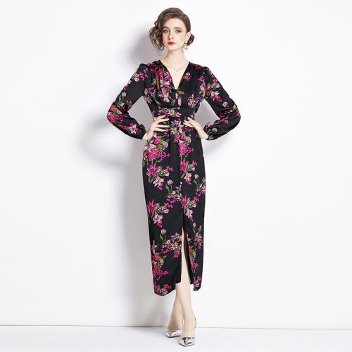 Polyester Robe d’une seule pièce Imprimé Floral Noir pièce