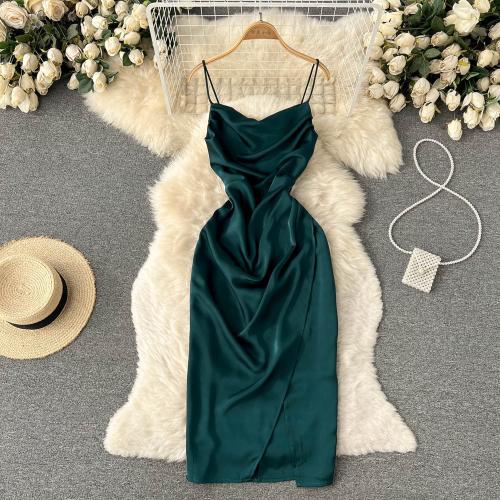 Polyester Slim & High Waist Slip Dress & off shoulder PC