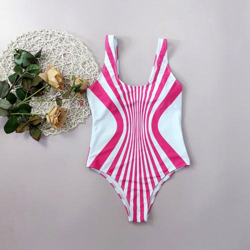 Polyester Maillot de bain d’une seule pièce Rayé Fuchsia pièce