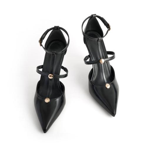PU Leather Stiletto High-Heeled Shoes hardwearing & breathable black Pair