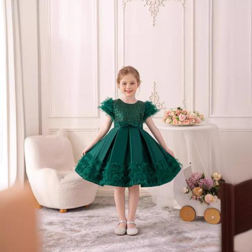 Gauze & Cotton Soft & Princess & Ball Gown Girl One-piece Dress Solid PC