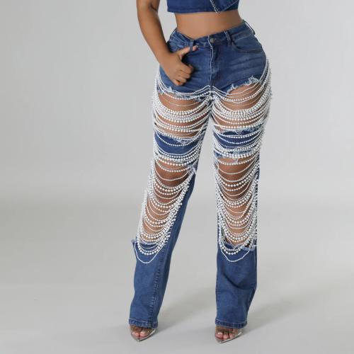 Cotton Ripped Women Jeans  patchwork PC