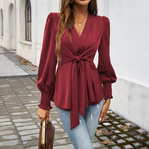 Geweven Vrouwen lange mouwen blouses Solide meer kleuren naar keuze stuk
