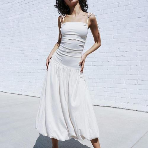 Polyester Slim Slip Dress patchwork Solid PC