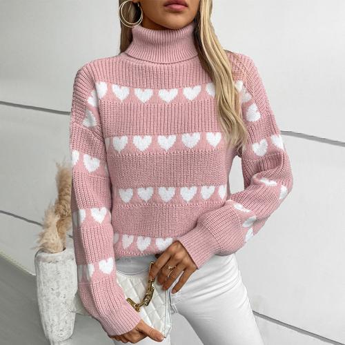 Polyester Soft Women Sweater flexible & thermal heart pattern PC