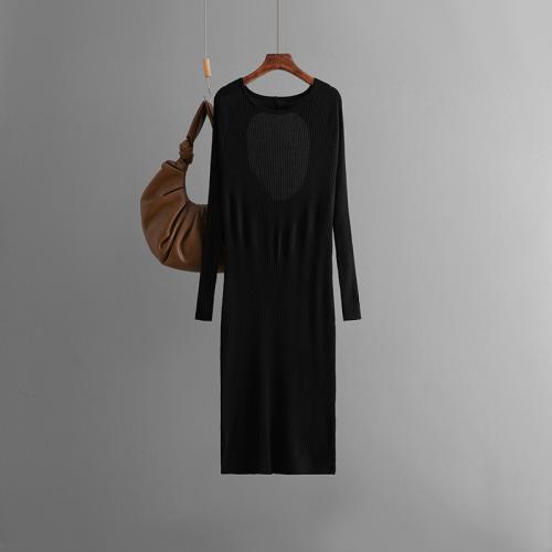 Polyester Soft & Slim Sweater Dress flexible & backless Solid : PC