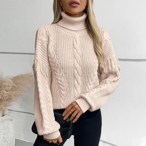 Polyester Tassels Women Sweater thicken & thermal Solid PC