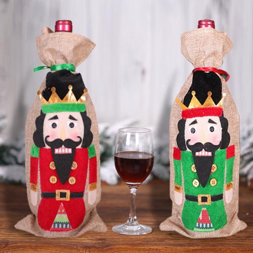 Paño Cubierta de vino de Navidad, impreso, patrón de caracteres, más colores para elegir,  trozo