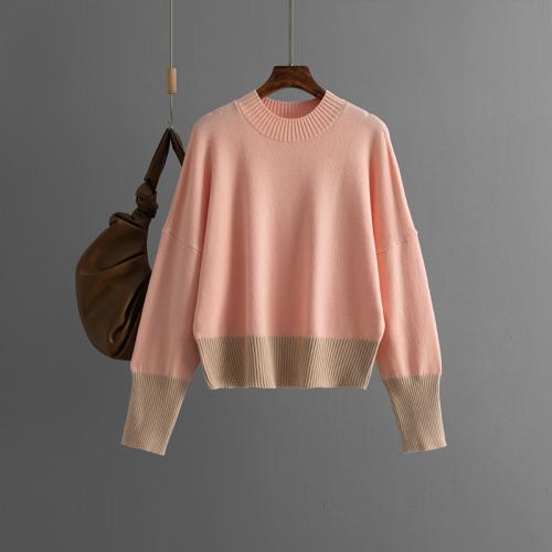 Core-spun Yarn Soft Women Sweater contrast color & thermal Solid PC