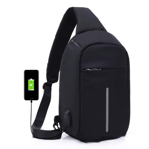 Polyester Crossbody Bag Lightweight & anti-theft & hardwearing & with USB interface & waterproof Solid PC