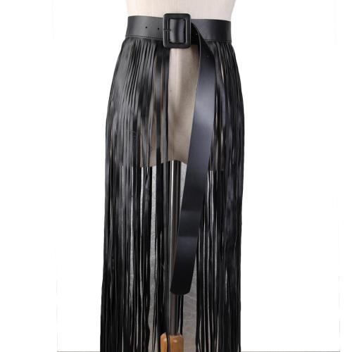 PU Leather & Zinc Alloy Easy Matching & Tassels Fashion Belt black PC