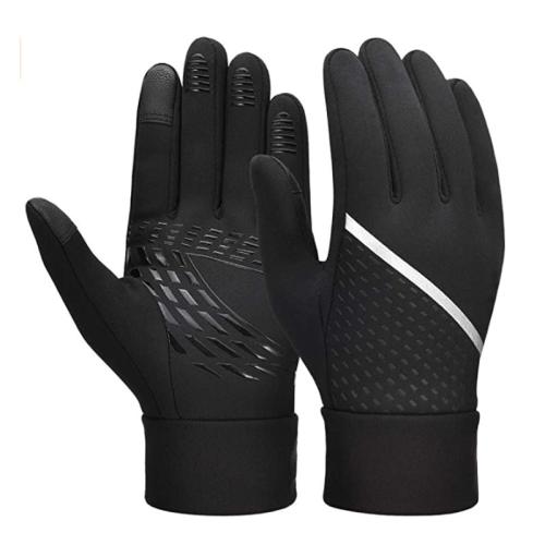 Silicone & Spandex & Polyester Waterproof Riding Glove thicken & anti-skidding & thermal patchwork black Pair