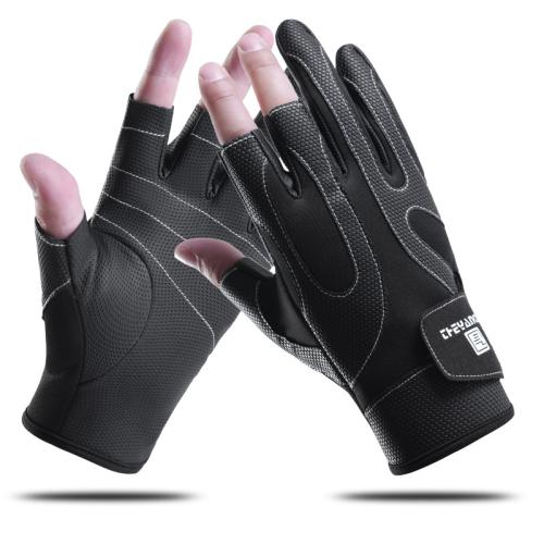 Neoprene & Polar Fleece & PU Leather Waterproof Fishing Gloves thicken & anti-skidding & thermal patchwork Pair