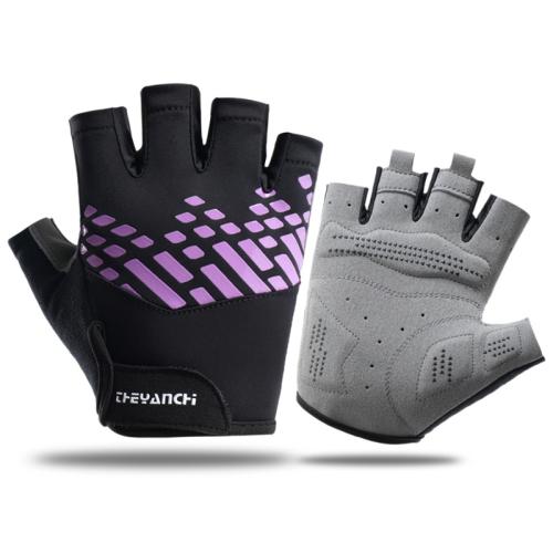 Microfiber PU Synthetic Leather & Polyamide & Silicone Riding Half Finger Glove hardwearing & anti-skidding & breathable patchwork Pair