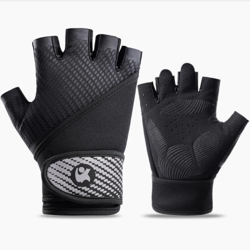 Microfiber PU Synthetic Leather & Polyamide & Silicone & Polyester Riding Half Finger Glove hardwearing & anti-skidding & breathable patchwork Pair