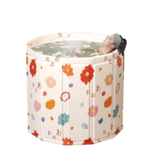 Medium Density Fiberboard & Pearl Cotton & PVC & Oxford heat preservation Foldable Bathtub durable printed flower shape multi-colored PC