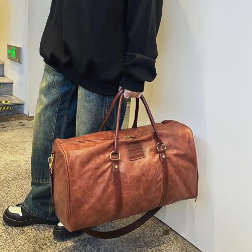 PU Leather Travelling Bag large capacity & attached with hanging strap & waterproof Solid PC