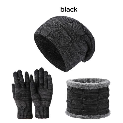 Caddice & Polyester Glove Scarf Hat Set fleece & three piece & thermal & unisex Solid Set