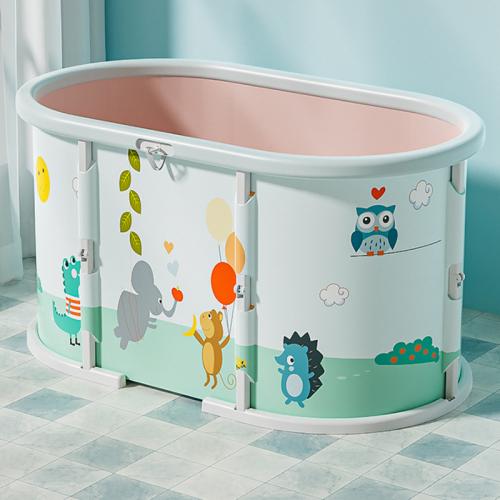 Waterproof Cloth & PVC heat preservation Foldable Bathtub Steel & Pearl Cotton printed Cartoon multi-colored PC